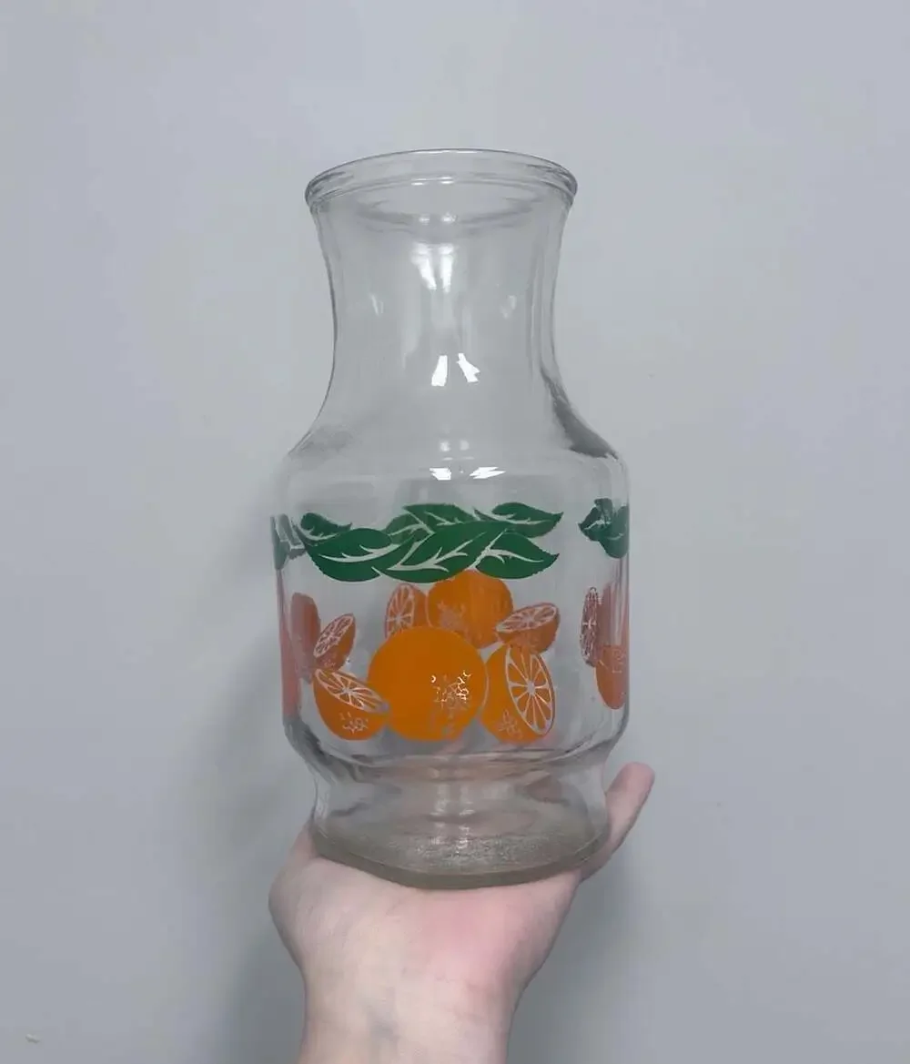 Anchor Hocking Orange Juice Glass Carafe Vintage 1950s